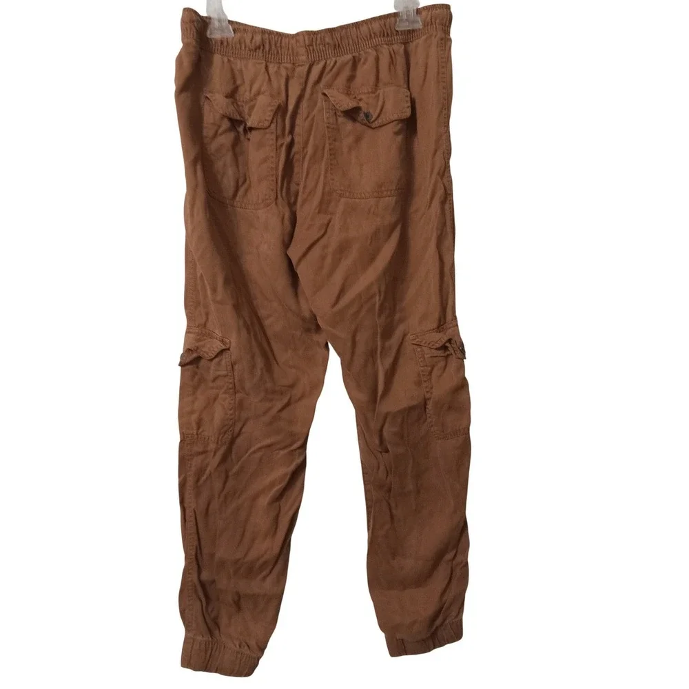 T&C California Women Brown‎ Lyocell Jogger Cargo Pants Elastic Waist Size Large